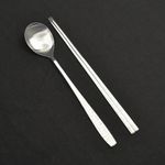 [HAEMO] Miller Hunminjeongeum Spoon & Chopsticks – Elegant Curved Design with Korean Script Accent, Premium Stainless Steel, Made in Korea